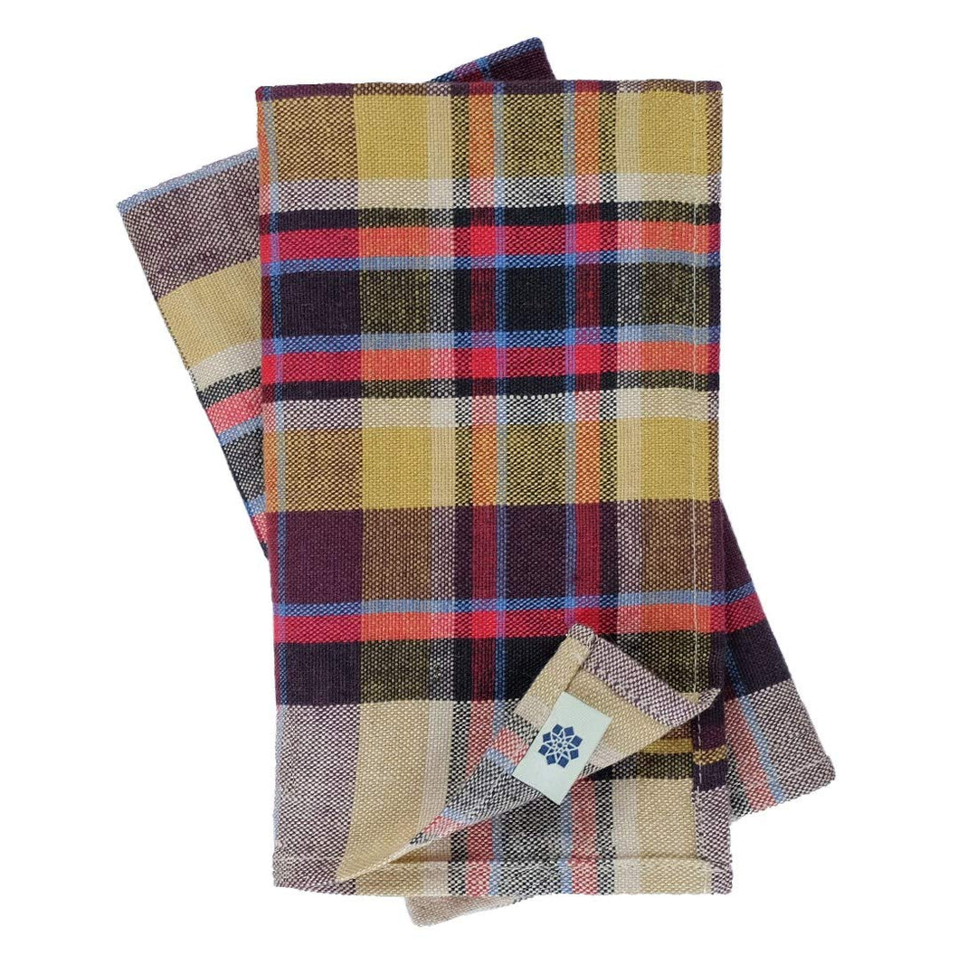 Linen & Cotton Luxus 4 x Stoffservietten Servietten Stoff Leinenservietten Curtis Kariert Bunt Moder