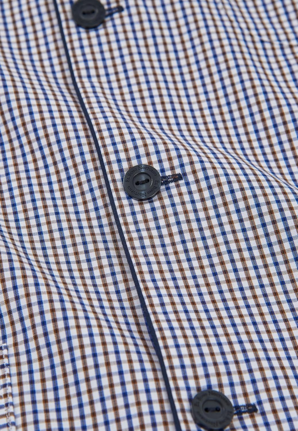 El Búho Nocturno Schlafanzug Herren Lang Baumwolle Pyjama Für Herren Klassisch Revers Knopfjacke Kar