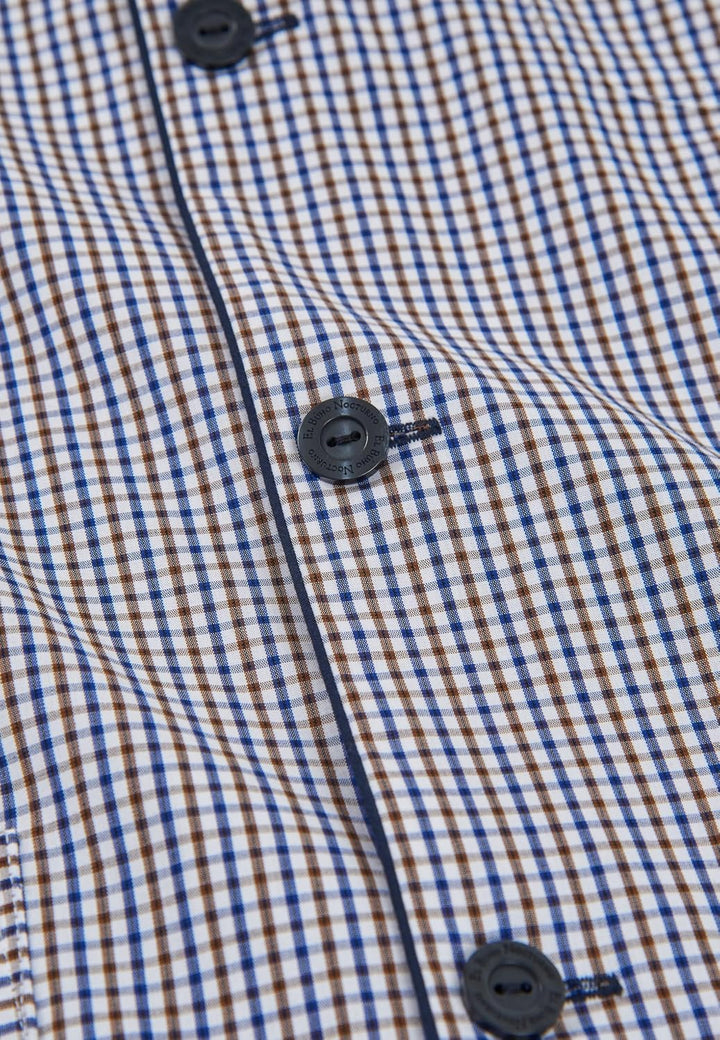 El Búho Nocturno Schlafanzug Herren Lang Baumwolle Pyjama Für Herren Klassisch Revers Knopfjacke Kar