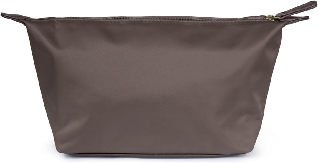 Kinston - Grosse satinierte Mehrzweck-Kulturtasche | Kosmetiktasche für die Reise Braunes Federmäppc