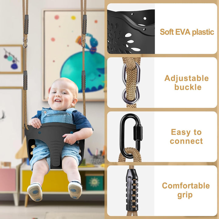 Dolibest Schaukel Kinder, Indoor Outdoor Babyschaukel Weichen Plastik Schaukelsitz Spielplatz Garten