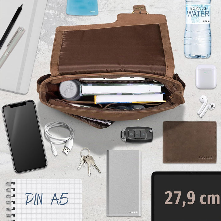 ROYALZ "Denver Moderne Vintage Umhängetasche Herren klein Leder - kleine Schultertasche aus Echtlede