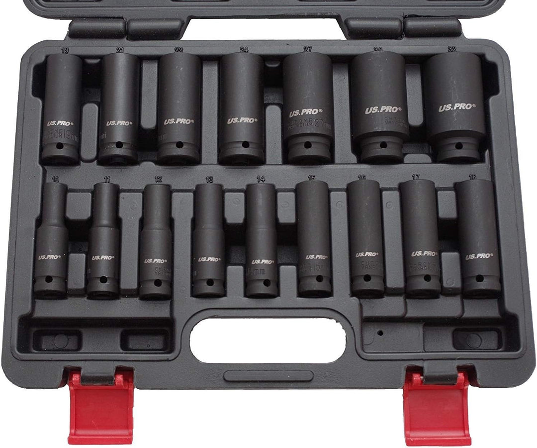 US PRO B1340 Kraft-Schlagschrauber-Nüsse 1/2" 10-32 mm Schlagnuss-Satz, 16 Stück & KS Tools 515.1133