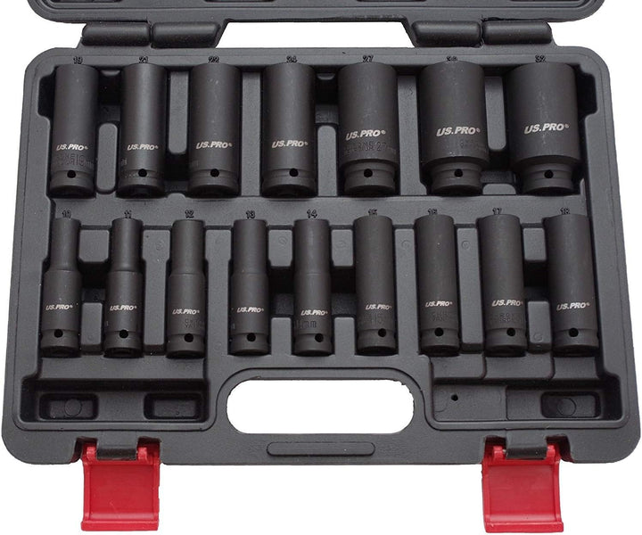 US PRO B1340 Kraft-Schlagschrauber-Nüsse 1/2" 10-32 mm Schlagnuss-Satz, 16 Stück & KS Tools 515.1133