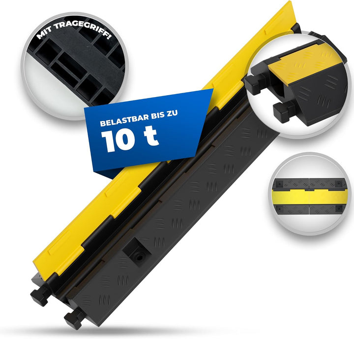 1 Kanal Kabelbrücke mit Deckel überfahrbar Stolperschutz Rampe Brücke Protektor | 10 t Tragkraft Gum