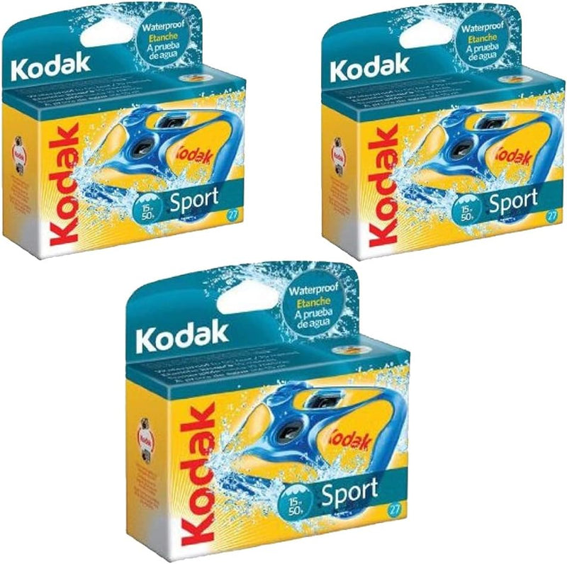 Kodak Sport Unterwasser-Einwegkamera mit 800 Geschwindigkeiten, 27 Belichtungsfolie (3er-Pack)