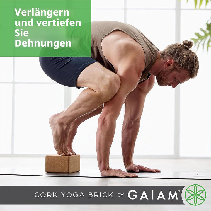 Gaiam Yogablocke Yoga Block Kork (Premium), Kork (Premium) 4-Inch x 6-Inch x 9-Inch