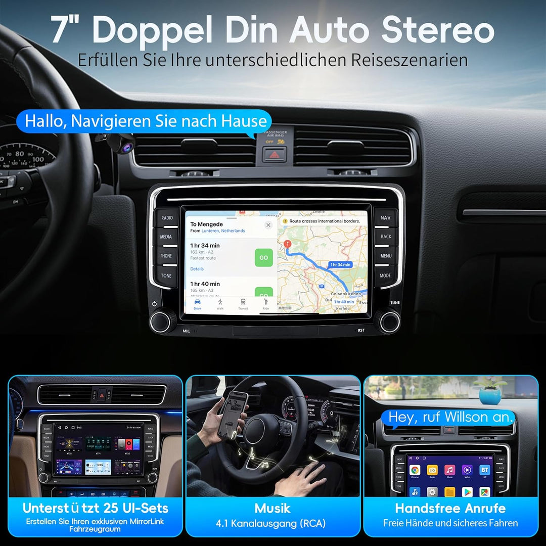 Haudio 2 DIN Autoradio mit drahtlosem Apple CarPlay & Android Auto, 7-Zoll-Autobildschirm mit Canbus