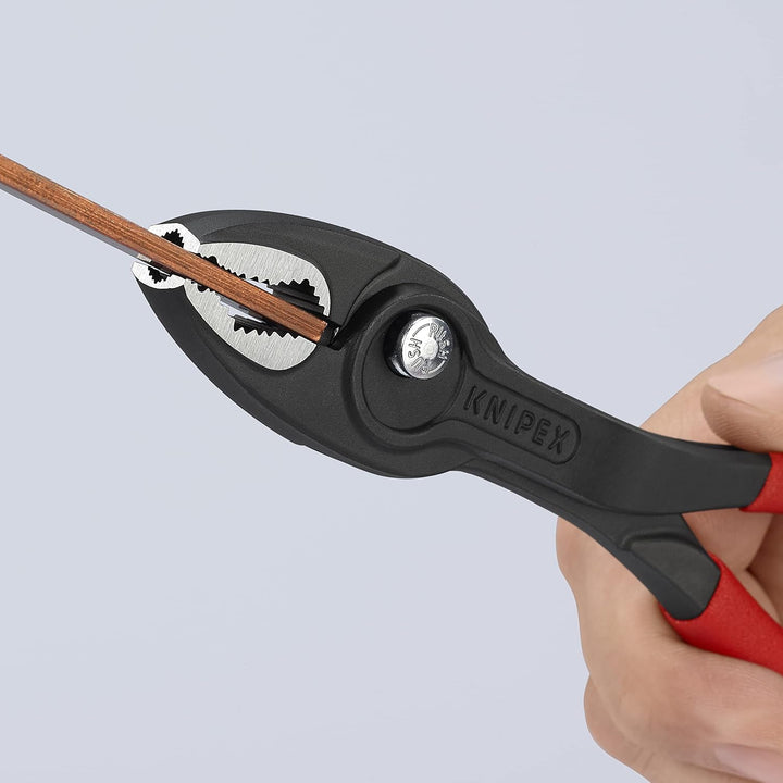 KNIPEX TwinGrip, Frontgreifzange mit rutschhemmendem Griffen, atramentiert, 200 mm (SB-Karte/Blister
