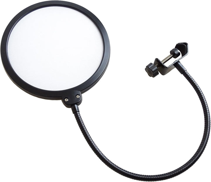keepdrum Mikrofonständer mit Galgen Schwarz + Popschutz Popfilter Weiss