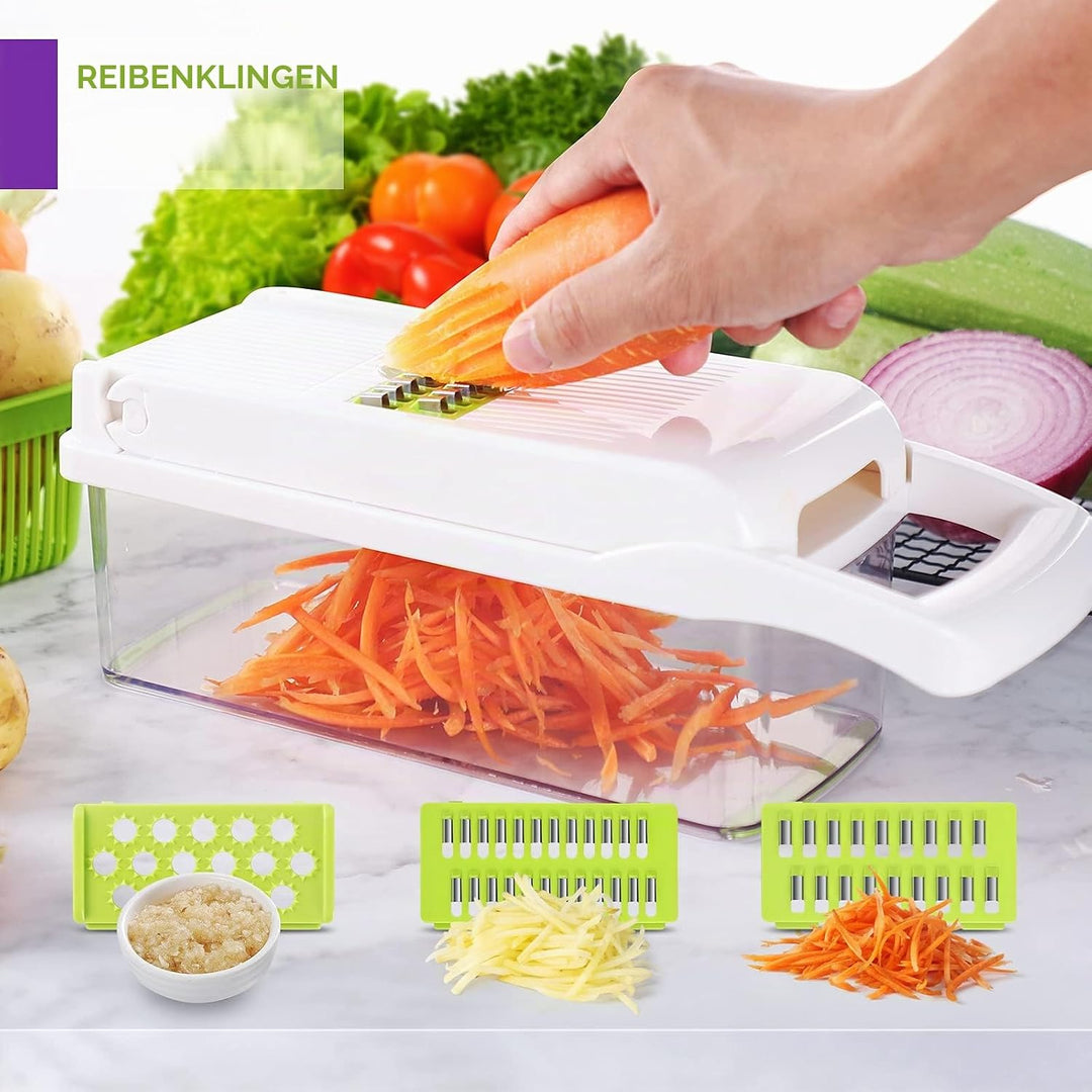 MAIPOR Gemüseschneider - Zwiebelzerkleinerer - Multifunktionaler 15 in 1 Profi Lebensmittelzerkleine