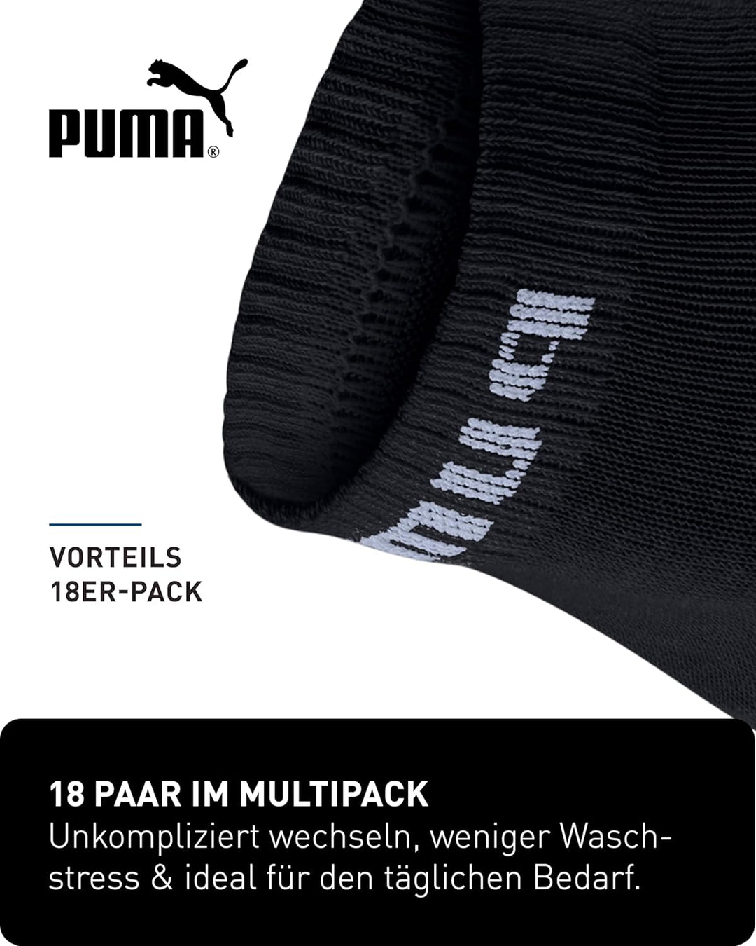 PUMA Quartersocken 18 Paar Pack Statement Edition - Damen und Herren 47-49 Navigate Peacoat, 47-49 N