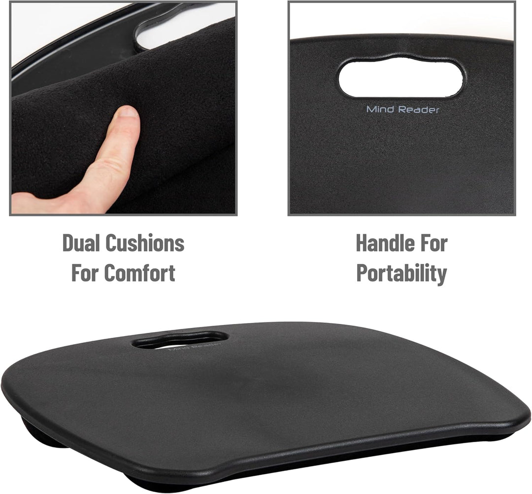 Mind Reader Tragbarer Laptop-Schreibtisch mit Griff, integriertes Kissen für Komfort, Schwarz, 12.5