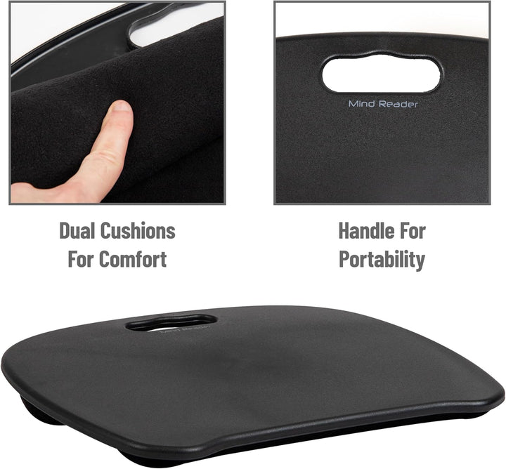 Mind Reader Tragbarer Laptop-Schreibtisch mit Griff, integriertes Kissen für Komfort, Schwarz, 12.5