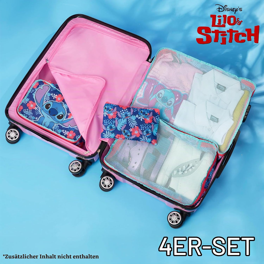 Disney Travel Organizer Taschen 4er-Set mit 3 Packing Cubes &amp; 1 Kosmetiktasche Blau - Reise Zubehör