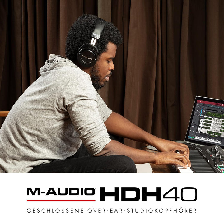 M-Audio HDH40 – Over-Ear Studiokopfhörer mit geschlossenem Design, flexiblem Bügel und 2.7m Kabel fü