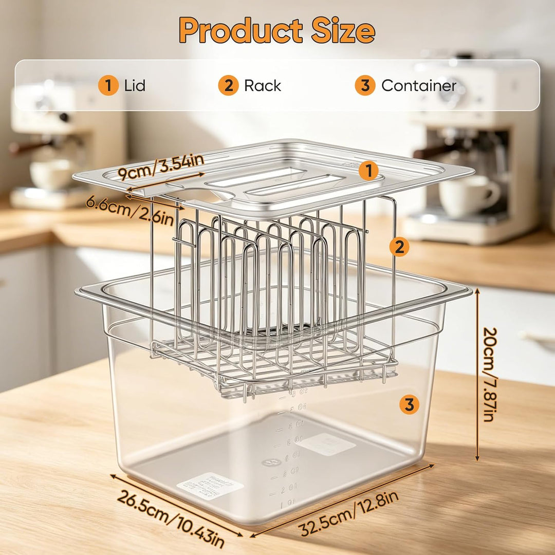 Sous Vide Behälter, 11L Sous Vide Container mit Deckel und Rack für Sous-Vide Stick Garer Mehrere Ma