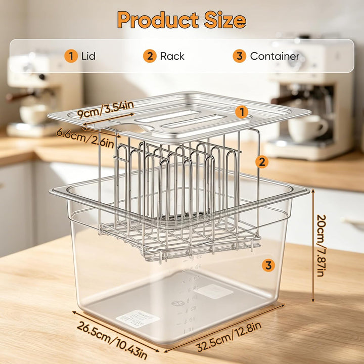 Sous Vide Behälter, 11L Sous Vide Container mit Deckel und Rack für Sous-Vide Stick Garer Mehrere Ma