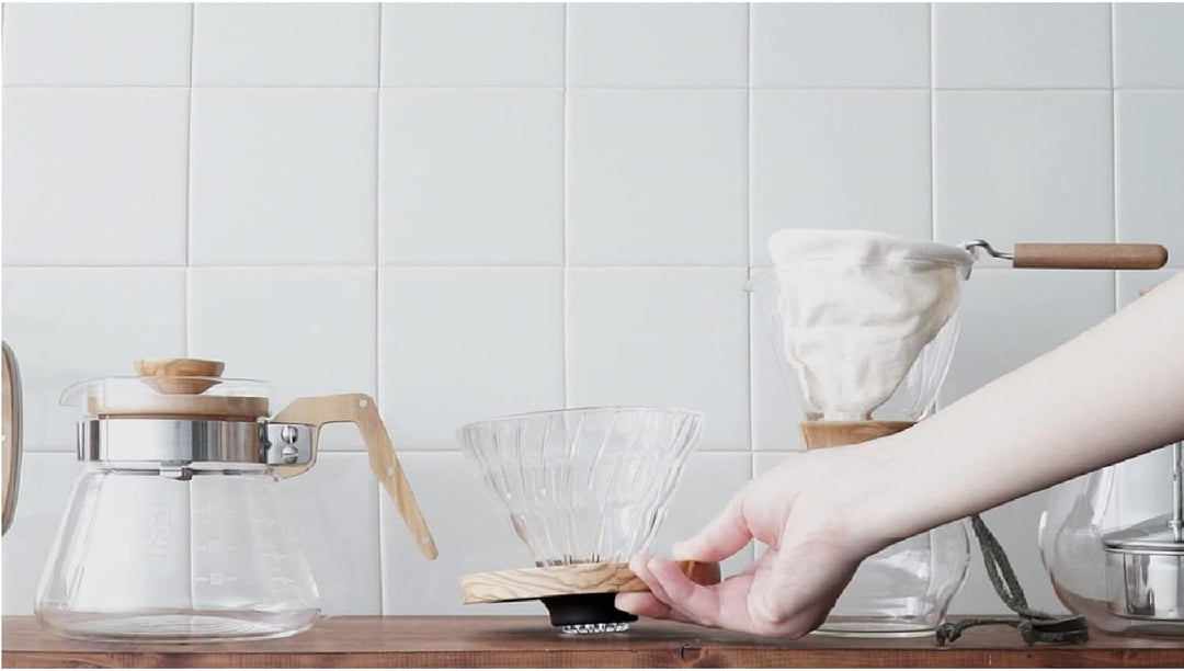 HARIO VDGR-01-OV V60 Hitzebeständiges Glas Transparent Kaffee-Tropfer Olivenholz 01 Kaffee-Drip für