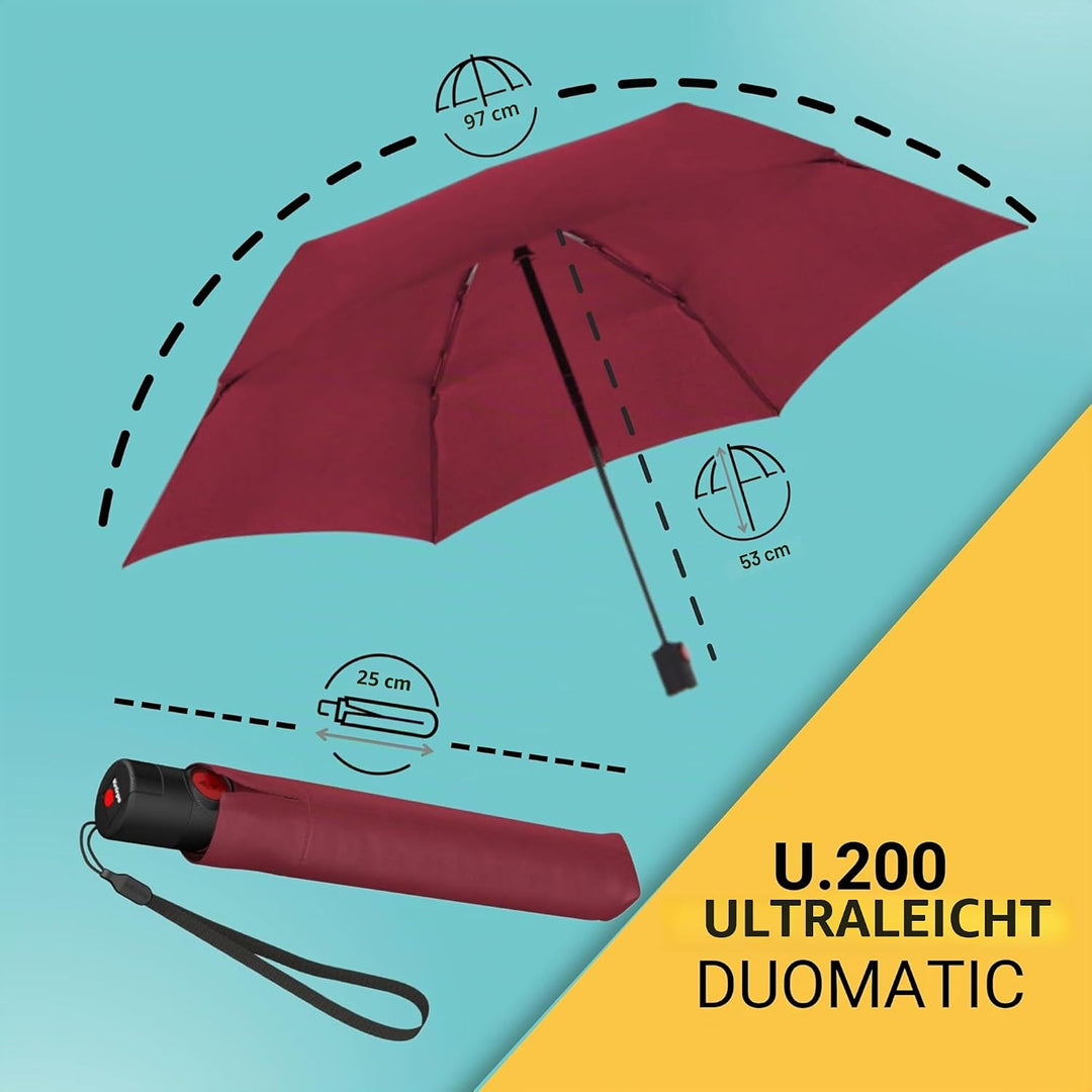 Knirps Taschenschirm U.200 Ultra Light Duomatic Vision Bordeaux, Bordeaux