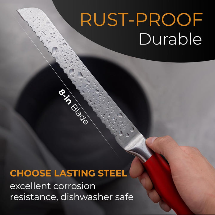 Orblue Brotmesser mit Wellenschliff, Ultrascharfes Edelstahl Küchenmesser, Professionelle Qualität,