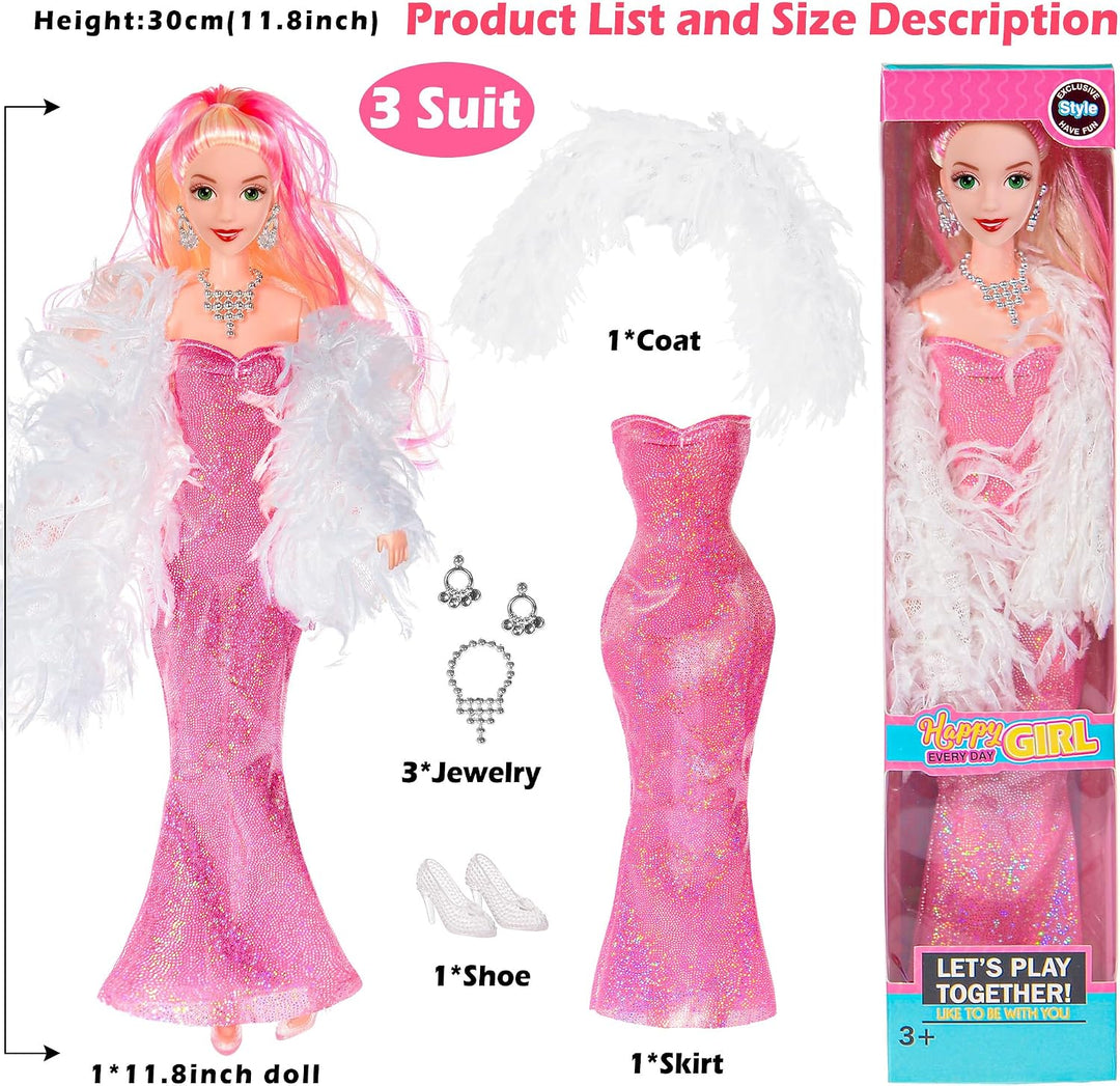 Mode 6 Pack 11,5 Zoll amerikanisches Spielzeug Prinecess Puppen Spielset mit Outfits Kleid Design un