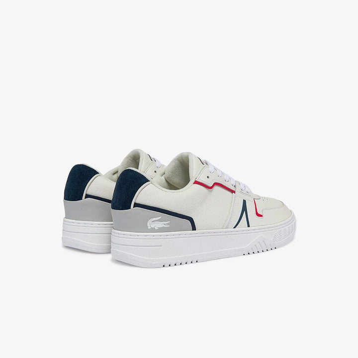 Lacoste Herren Low-Top Sneaker L001 0321 1 SMA, Männer Halbschuhe 42 EU Weiss Marineblau Rot 407, 42