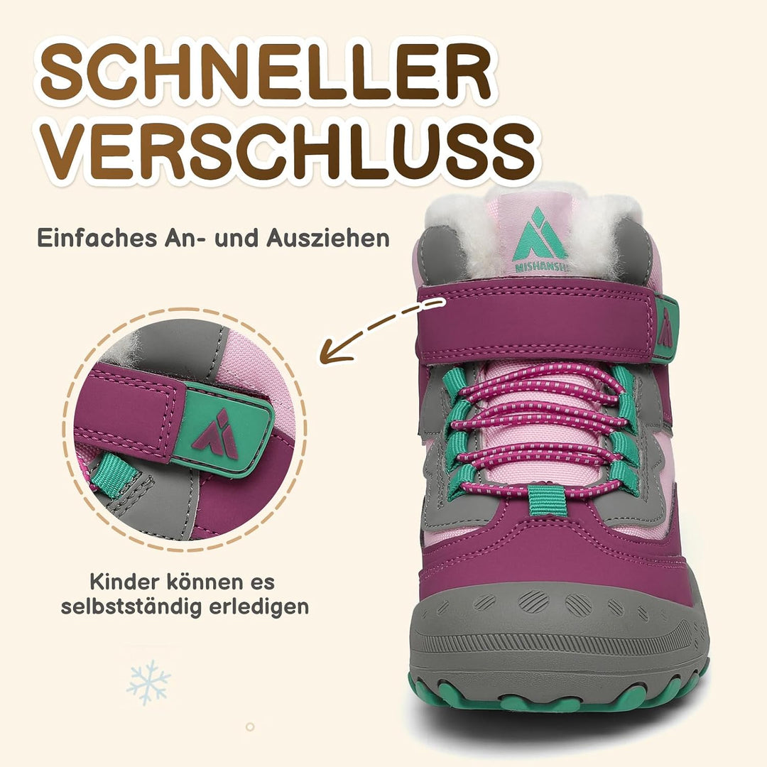 Mishansha Kinder Winterschuhe Gefüttert Winterstiefel für Jungen Mädchen Gr.24-38 37 EU Violett, 37