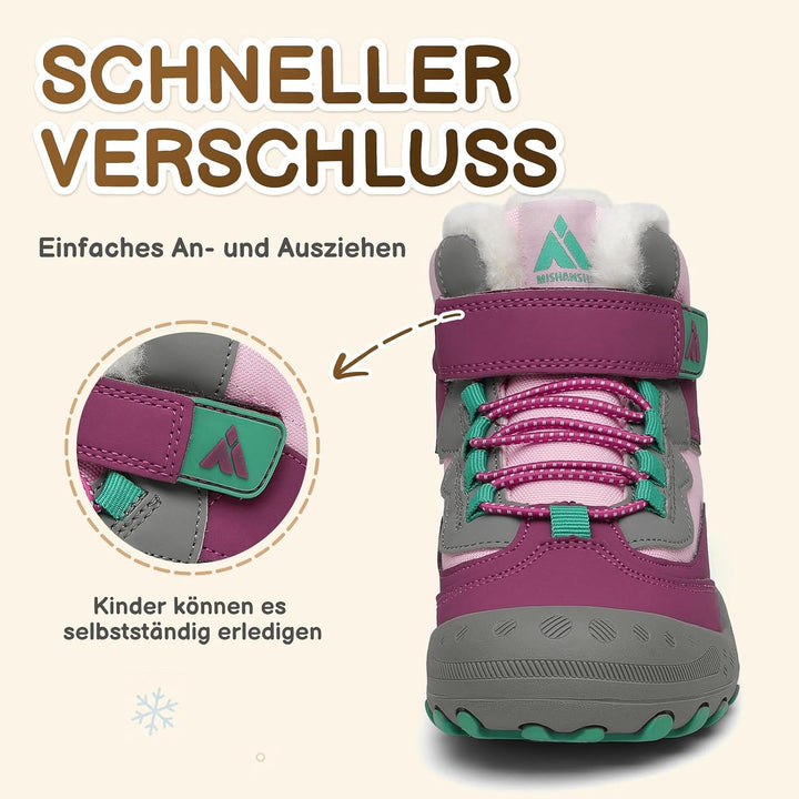 Mishansha Kinder Winterschuhe Gefüttert Winterstiefel für Jungen Mädchen Gr.24-38 37 EU Violett, 37
