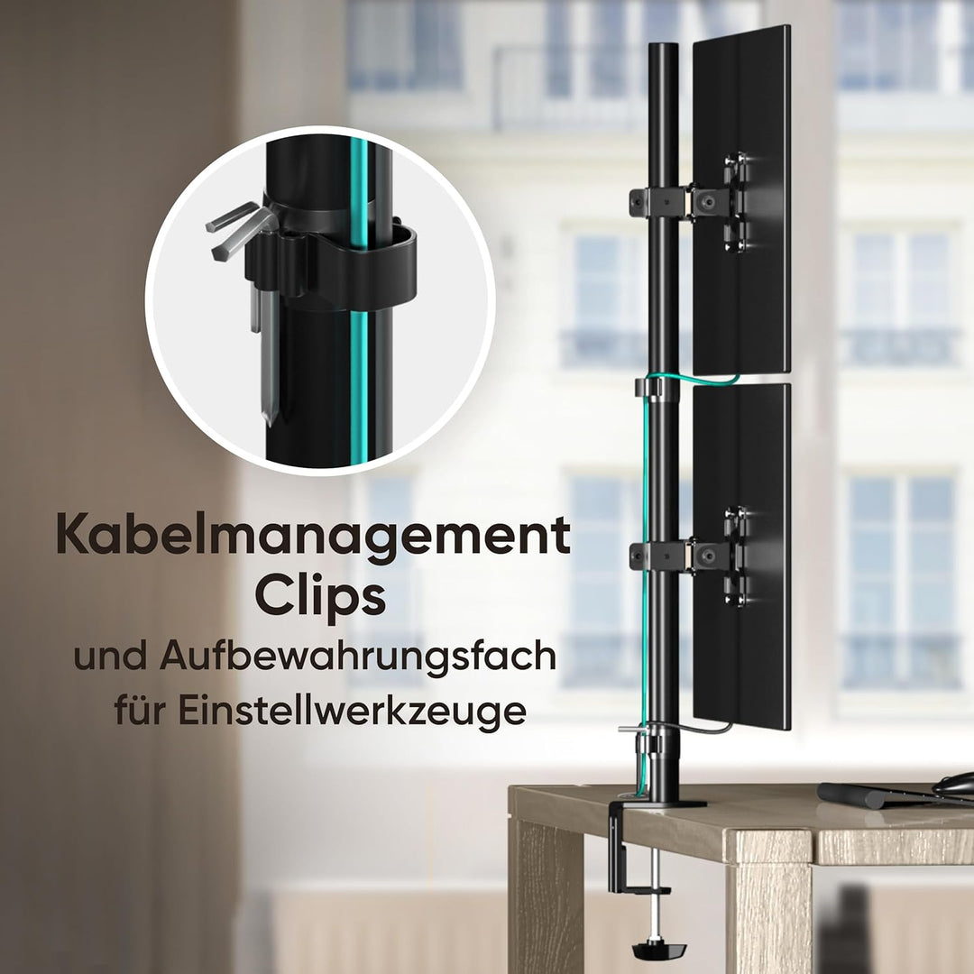 ONKRON Monitor Halterung 2 Monitore/Monitor Arm 2 Monitore 13-34 Zoll schwenkbar & neigbar 8kg (x2)