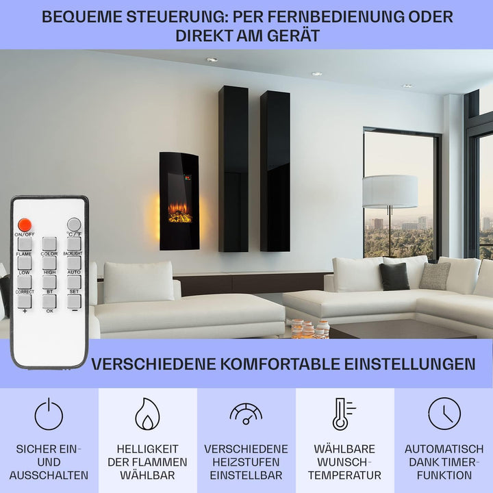 Klarstein Elektrokamin, Elektro Heizungen für Wohnzimmer & Innenräume, Elektrischer Kamin mit LED Fl