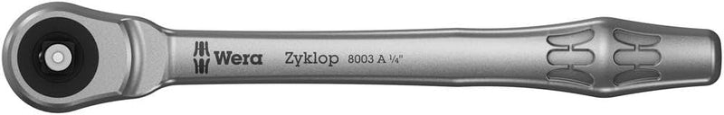 Wera 05004003001 8003 A Zyklop Metal-Knarre mit Durchsteckvierkant mit 1/4Zoll-Antrieb, 1/4 Zoll x 1