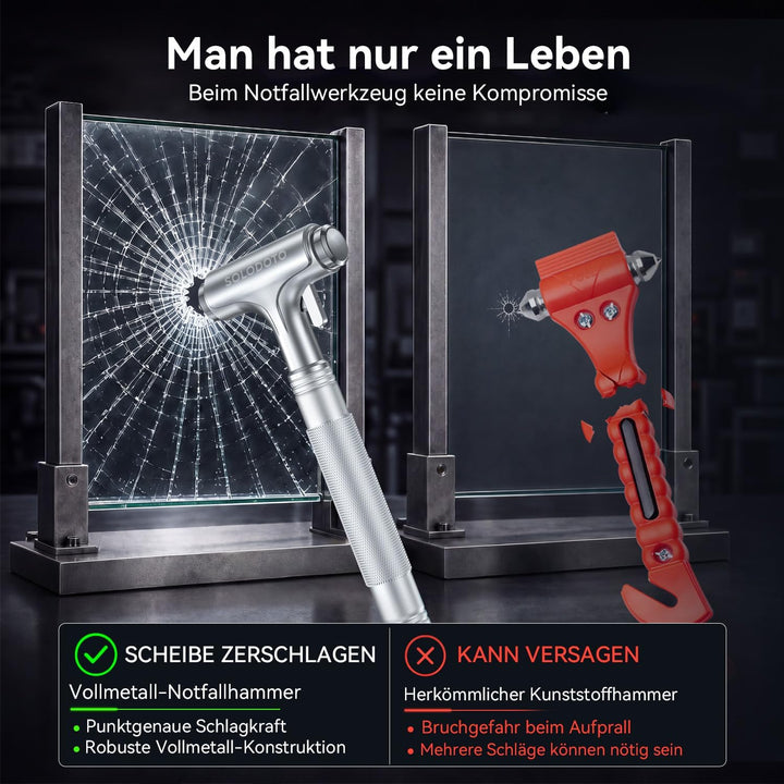 2-in-1 Notfallhammer Auto mit Gurtschneider, hochharte Wolframstahlspitze GUrtschneider Notfallhamme
