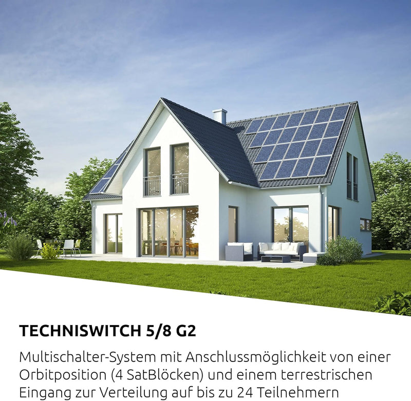 TechniSat TECHNISWITCH 5/8 G2 – Multischalter (Verteiler für Satellitensignale, für bis zu 8 Teilneh