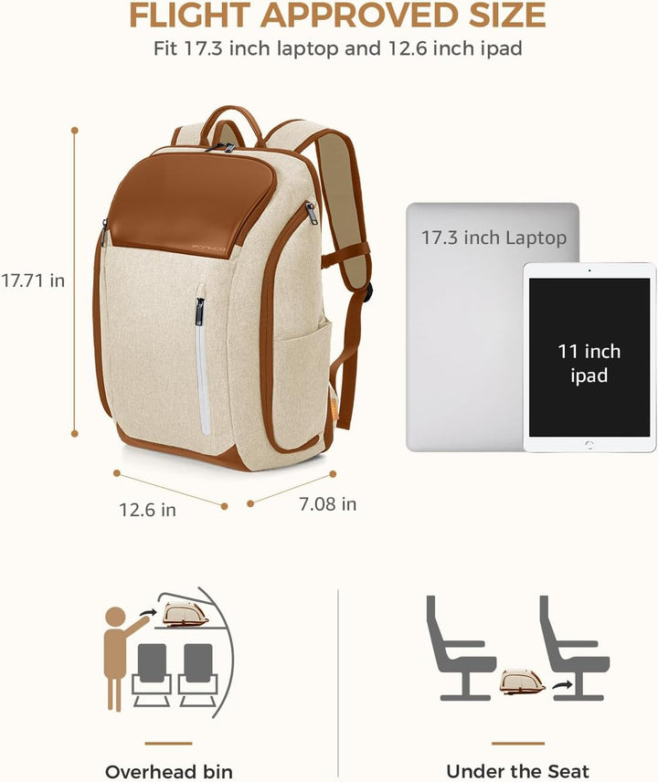Ponhog Rucksack Damen, Gross Laptop Rucksack 17 Zoll, Reiserucksack mit Anti Diebstahl Computerfach,