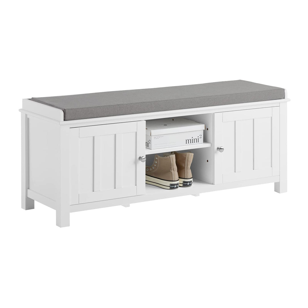 SoBuy FSR35-W Sitzbank Schuhschrank Garderobenbank mit Sitzkissen MDF Bettbank weiss BHT ca: 105x43x