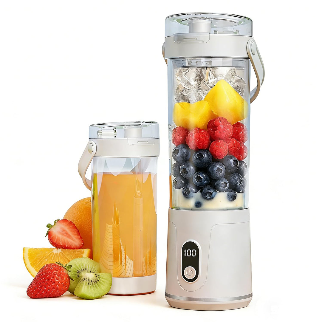600ml Tragbarer Mixer Smoothie Maker to Go, Mini Standmixer mit 12 Klingen, USB-Aufladung, Kabellos