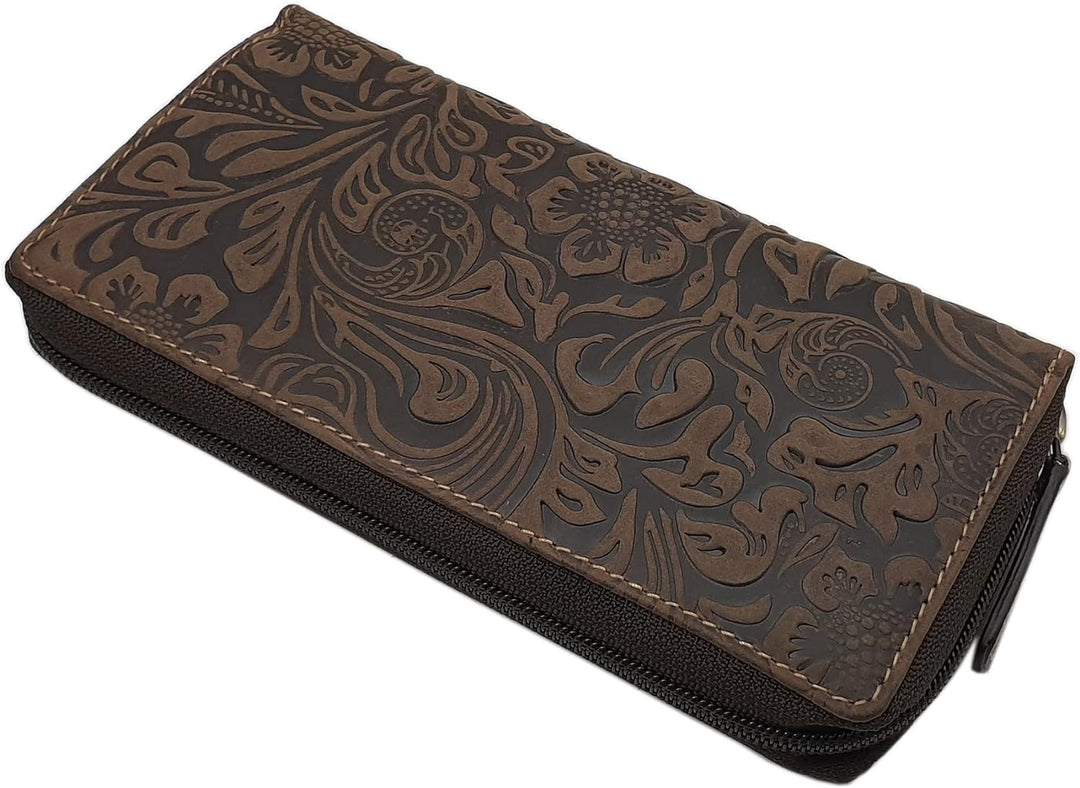 myledershop Grosse Vollrindleder Damen Geldbörse/Geldbeutel/Portemonnaie/Geldtasche/Portmonee rundhe