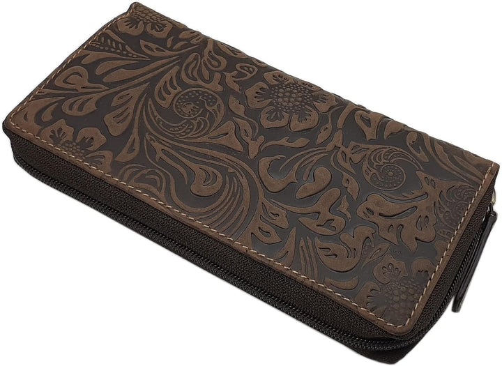 myledershop Grosse Vollrindleder Damen Geldbörse/Geldbeutel/Portemonnaie/Geldtasche/Portmonee rundhe