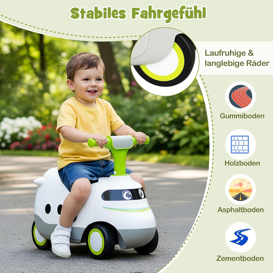 COSTWAY Rutschauto, Rutschfahrzeug mit Hupe & Stauraum unter dem Sitz, Schiebauto in Lokomotive, Rut