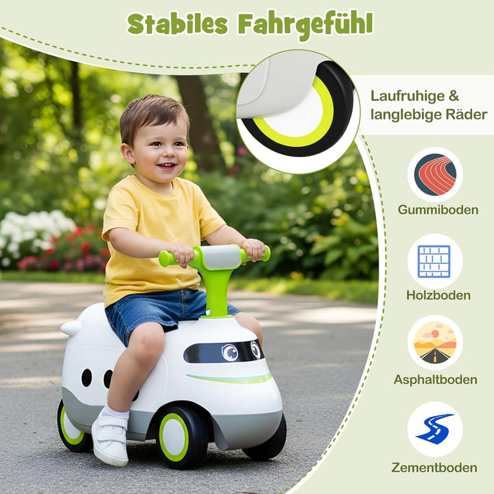 COSTWAY Rutschauto, Rutschfahrzeug mit Hupe & Stauraum unter dem Sitz, Schiebauto in Lokomotive, Rut