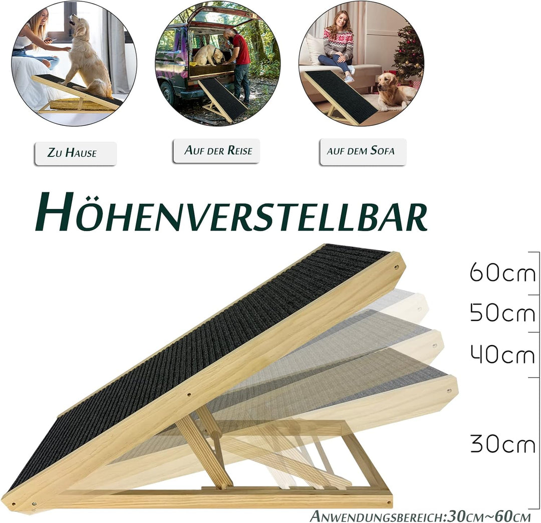 Hundetreppe Holz Hunderampe Haustiertreppe für Grosse Hunde Katzen Haustiere, Klappbar Hunderampen T