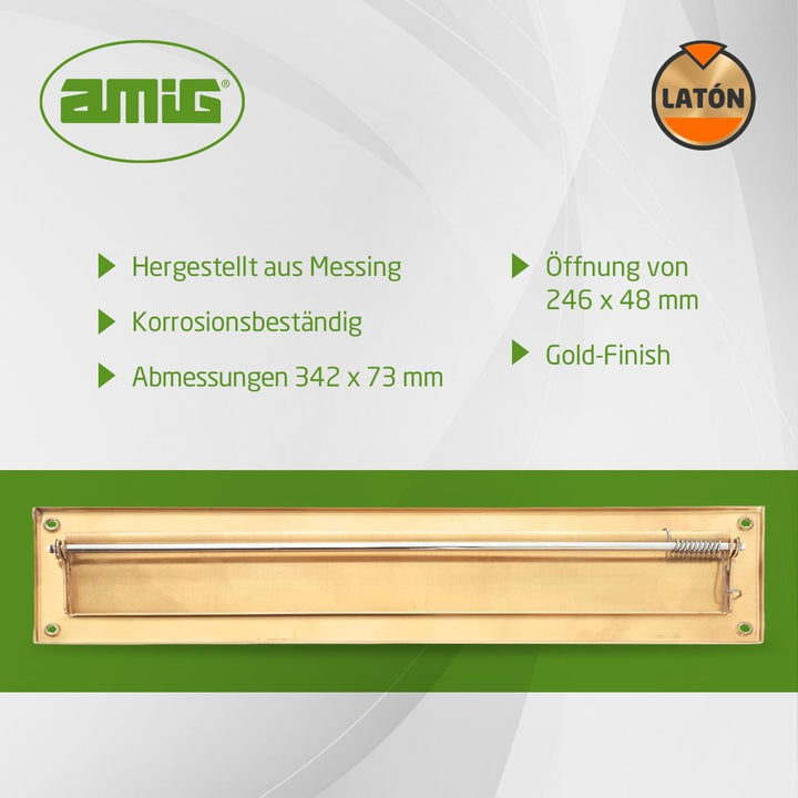 Amig - Briefschlitz für Briefkasten | Für Innen- und Aussenwände oder -Türen | Briefeinwurf aus Edel