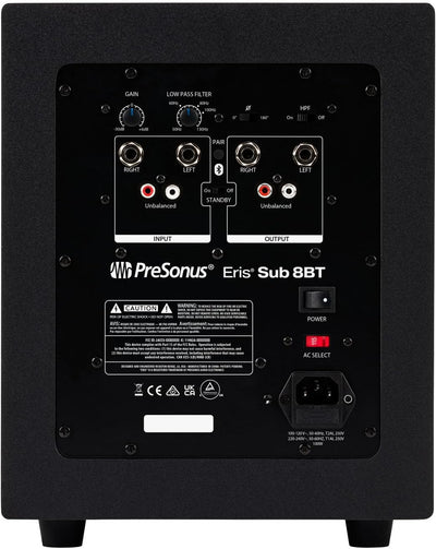 PreSonus Eris Sub 8BT – Aktiver 8" Studio-Subwoofer mit Bluetooth für Multimedia, Gaming und Musikpr