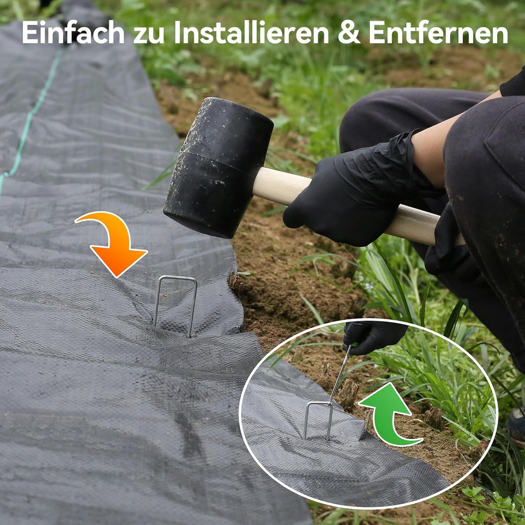 Graxury 200 Stück 15cm Ø 3mm Schwere Gartennägel Stahlpfähle - Verzinkte Stahlklammern zur Sicherung