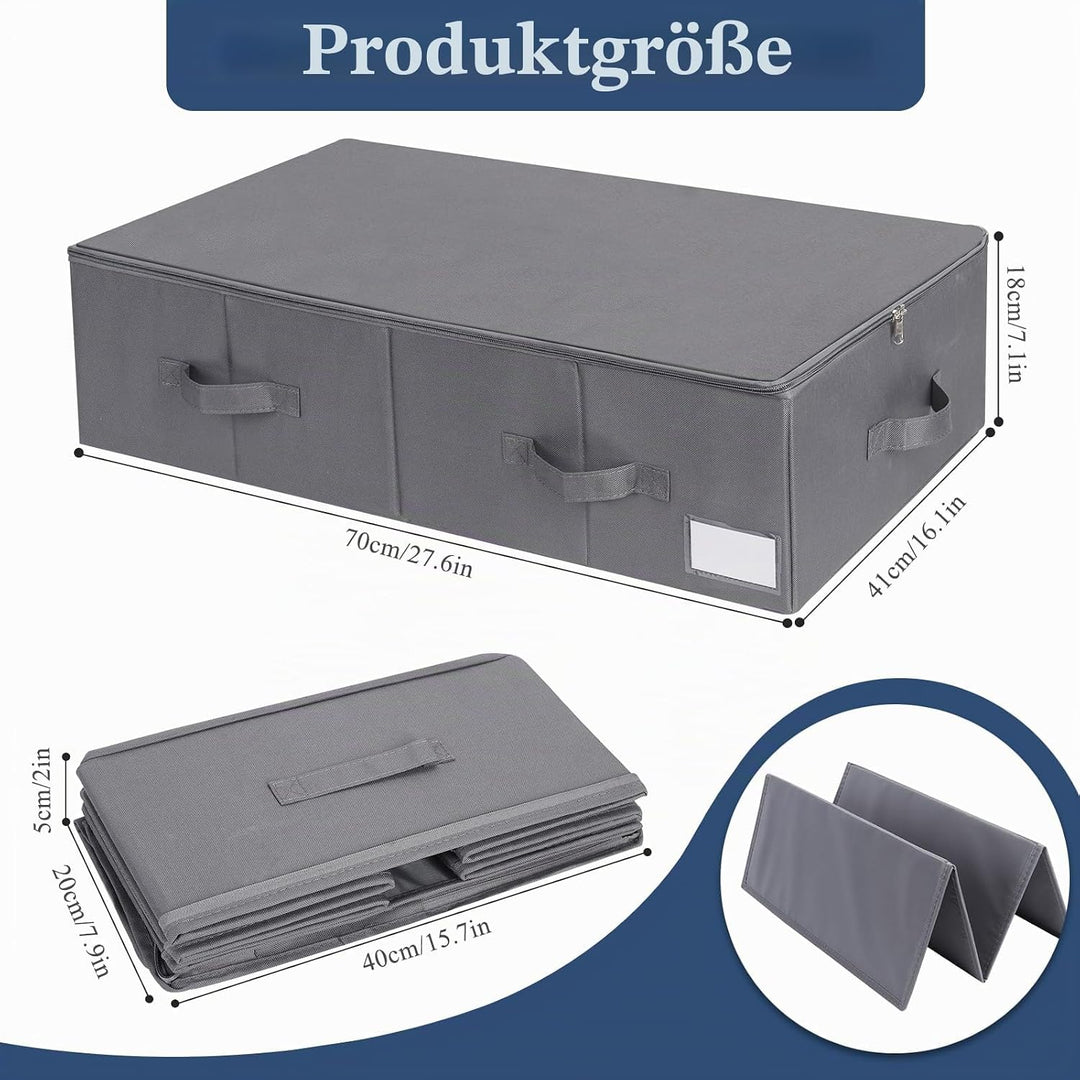 Lannvan Unterbettkommode,2 Stück Unterbett Aufbewahrungsbox mit Deckel 70L,faltbare design mit 4 Ver
