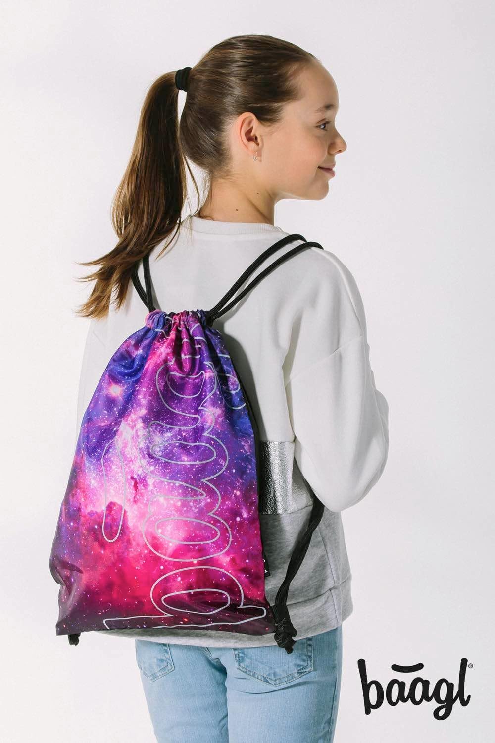 Baagl Federmäppchen Turnbeutel Set 2-teilig Mädchen Sportbeutel - Galaxy | Schule Federtasche, Gymsa