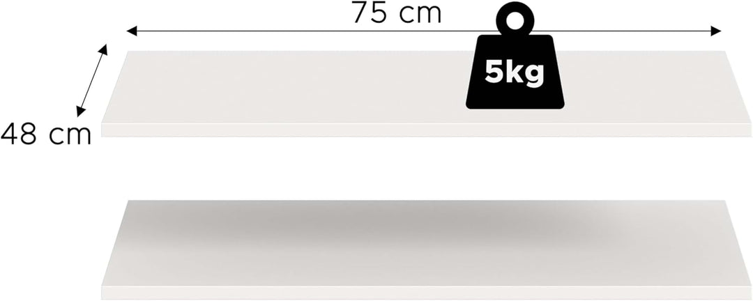 xonox.home – Schrank-Zubehör Einlegeboden-Set Kopenhagen 2X 77x48 cm in Weiss – 2er Pack Fachboden/R