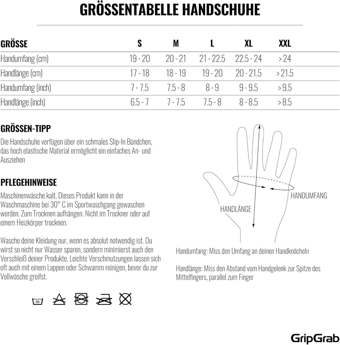 GripGrab Vertical InsideGrip Langfinger Profi MTB Handschuhe Ungepolsterte Rutschfeste Vollfinger Ra