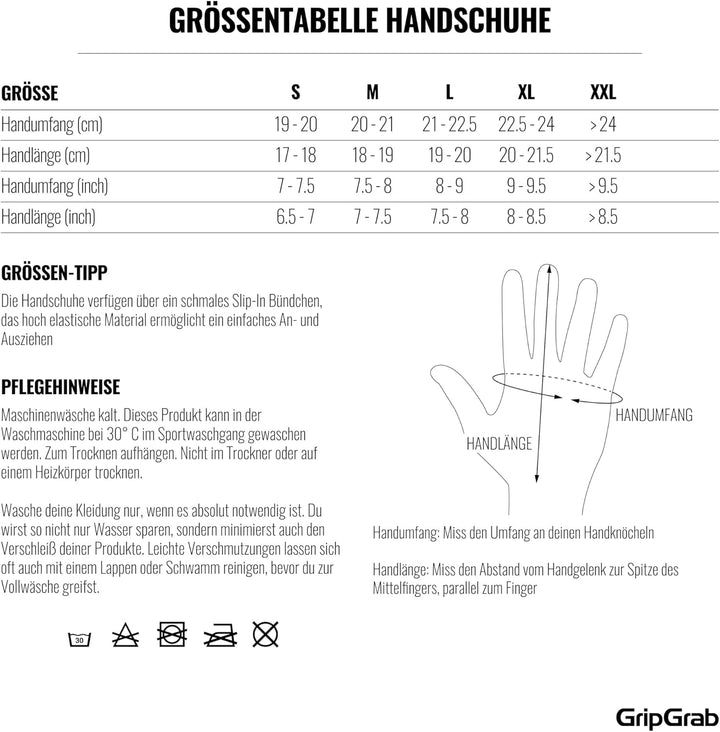 GripGrab Vertical InsideGrip Langfinger Profi MTB Handschuhe Ungepolsterte Rutschfeste Vollfinger Ra